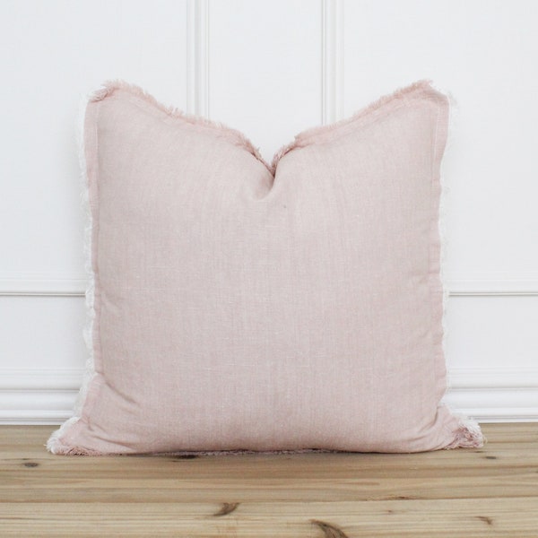 Blush Pink Fringe Pillow Cover • 20 x 20 Pillow Cover • 26 x 26 • Neutral Pillow • Layering Pillow •  Decorative Pillow • Throw Pillow