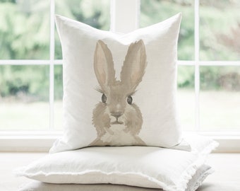 Housse de coussin lapin aquarelle | Housse de coussin de Pâques | Housse de coussin lapin | Oreiller de printemps | Déco de Pâques | Cadeau de Pâques | Pierre Lapin