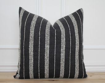 Black Stripe Pillow Cover • Farmhouse Pillow • Decorative Pillow • Fall Pillow Cover • Modern Pillow Cover • 20 x 20 • 16 x 26 || Boston