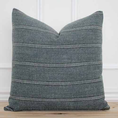 Green Stripe Pillow Cover Farmhouse Pillow Decorative Etsy