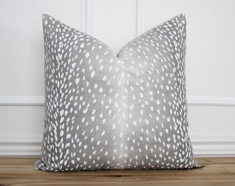 Antelope Pillow Cover Ash • Animal Print Pillow Cover • 20 x 20 Pillow • Designer Pillow • Decorative Pillow | Evelyn Ash