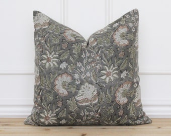 Taie d'oreiller florale à motif bloc de main | Taie d'oreiller à imprimé blocs indiens | Housse de coussin fait main | 20 x 20 | 16 x 26 | Etta