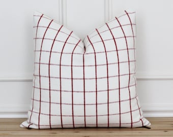 Red and White Plaid Pillow Cover | Modern Christmas Pillow Cover | Christmas Throw Pillow | Plaid Cushion Cover | Farmhouse Pillow | Sherrie