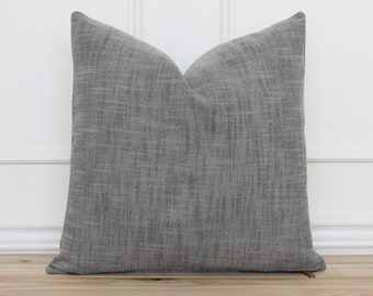 Outdoor Patio Pillow Covers • Charcoal Gray Outdoor Pillow • Indoor Outdoor Cushion Cover • Lumbar Pillow • Outdoor Designer Pillow | Dixie