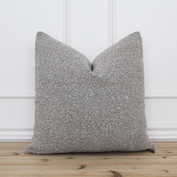 Gray Textured Pillow Cover | Boucle Pillow Cover | Traditional Decorative Pillows | Earthy Grey Pillow Cover | 20 x 20 | 16 x 26 || Raleigh