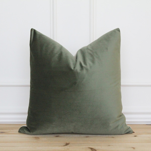 Green Velvet Pillow Cover | Green Throw Pillow Cover | Soft Velvet Pillow | Decorative Pillow for Sofa | Neutral Pillow Cover | Juniper