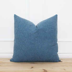 Blue Demin Pillow Cover • Decorative Throw Pillow • Blue Cushion Cover • Blue Pillows • Sofa Pillow Covers • Accent Pillows | Parker Denim