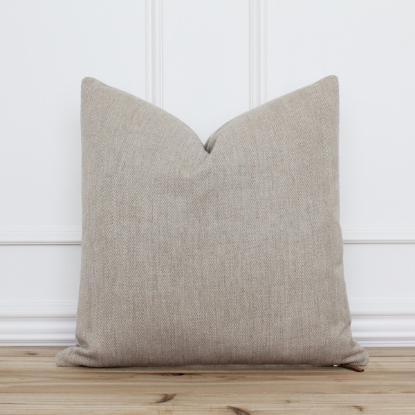 Herringbone Pattern Pillow Cover • Beige Pillow Cover • Tan Throw Pillow • Tan Herringbone Accent Pillow • Decorative Pillow Cover | Talan