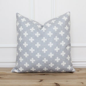 Swiss Cross Pillow Cover • Gray and White Cross Pillow •  Decorative Pillow • Cushion Cover • Farmhouse Pillows • Accent Pillow | Harlow