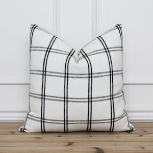 White and Black Plaid Pillow Cover Farmhouse Pillow Cover Modern Pillow Cover Decorative Throw Pillow Lumbar Pillow Matilda image 1