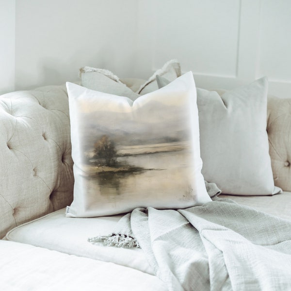 Lake Landscape Pillow Cover | Vintage Art | Country Landscape | Spring Landscape | Accent Pillow Cover | Lake House Decor | Vintage Decor