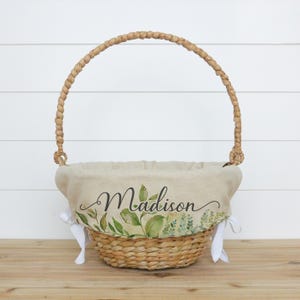 Personalisierte Ostern Korb Liner für Mädchen und Jungen | Personalisierte Osterkörbchen | Monogramm Korbeinsatz | Baby Korbeinlage | Grün