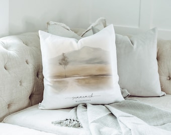 Custom Location Mountain Landscape Pillow Cover | Throw Pillow | Accent Pillow | 18 x 18 | 20 x 20 | Housewarming Gift | Custom Gift