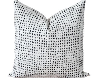 Woven Black and White Dot Pillow Cover | Chenille Accent Pillow | Black Polka Dot Throw Pillow | Modern Cushion Cover | Celeste