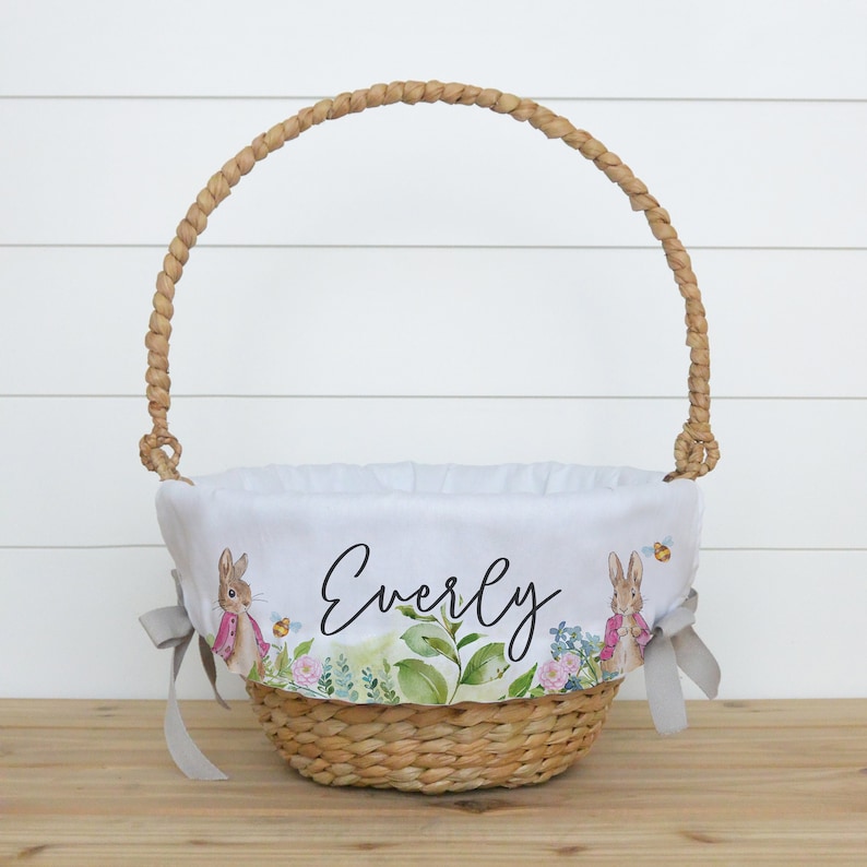 Flopsy Personalized Easter Basket Liner Peter Rabbit Easter Basket Liner Monogram Custom Easter Basket Liner for Girl Flopsy image 1