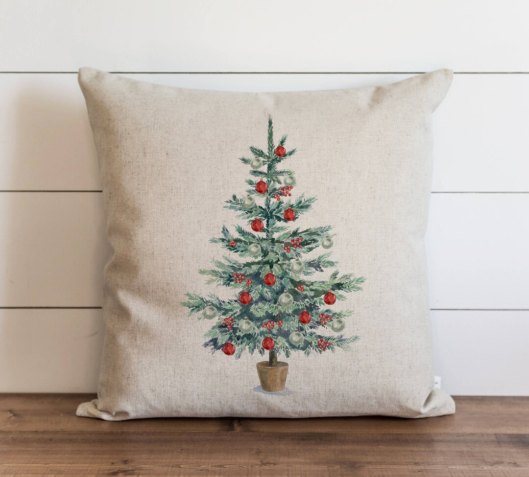 Christmas Linen Blend Throw Pillow Case, Square Cushion Case