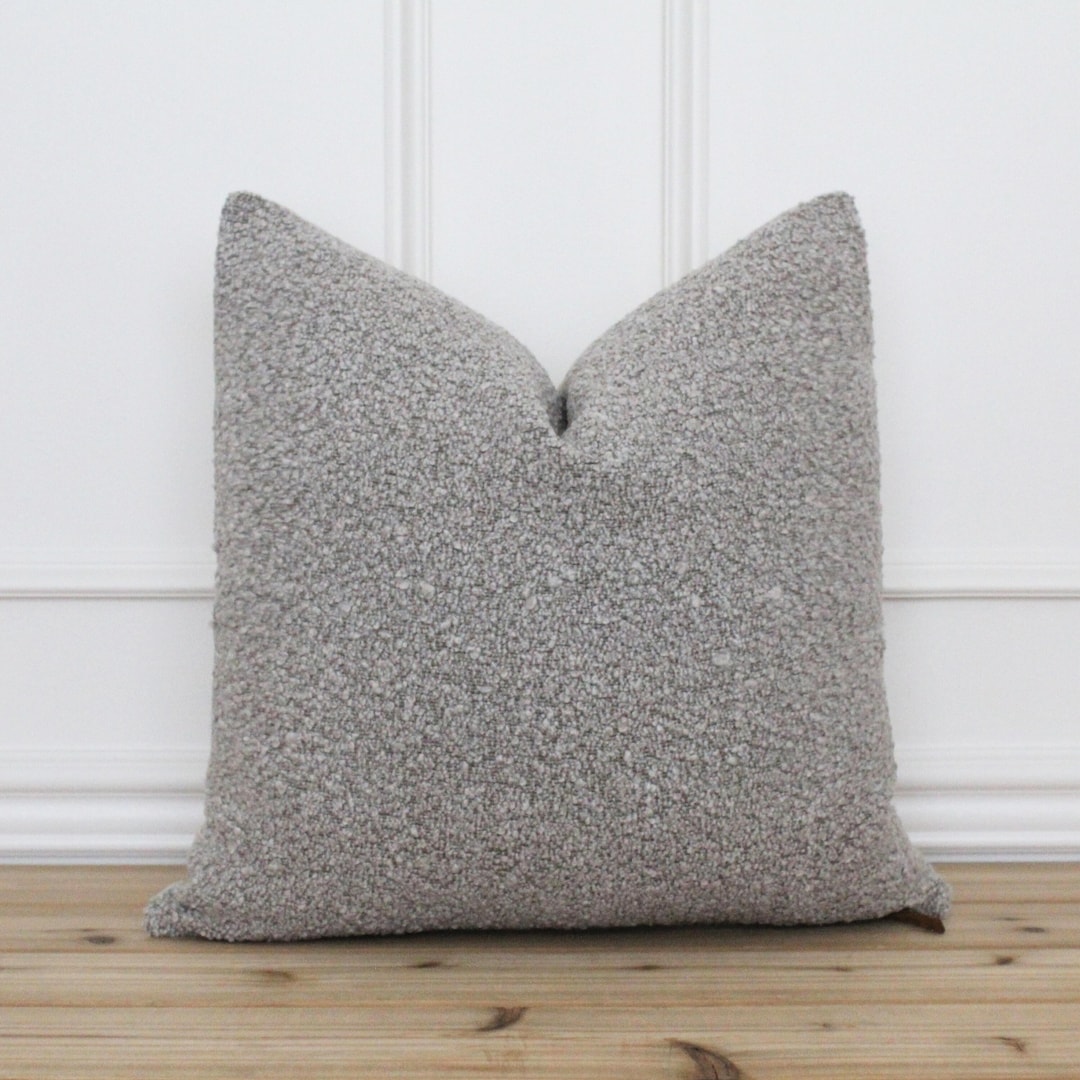 Gray Textured Pillow Cover Boucle Pillow Cover Traditional Decorative