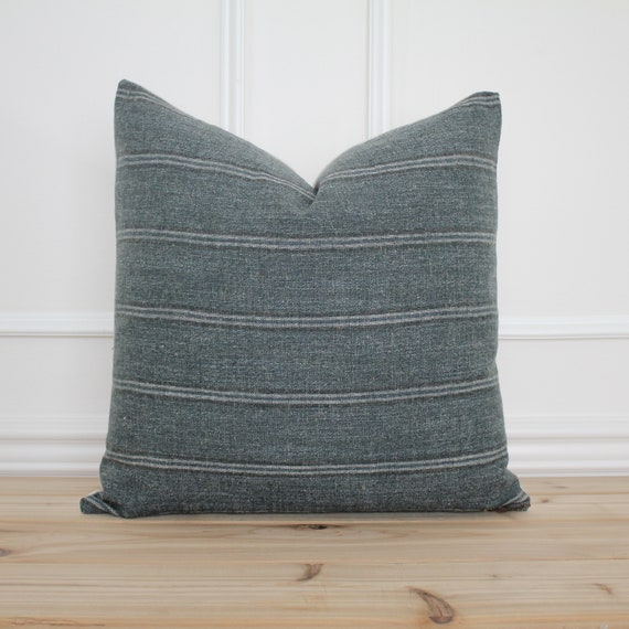 Green Stripe Pillow Cover Farmhouse Pillow Decorative Etsy