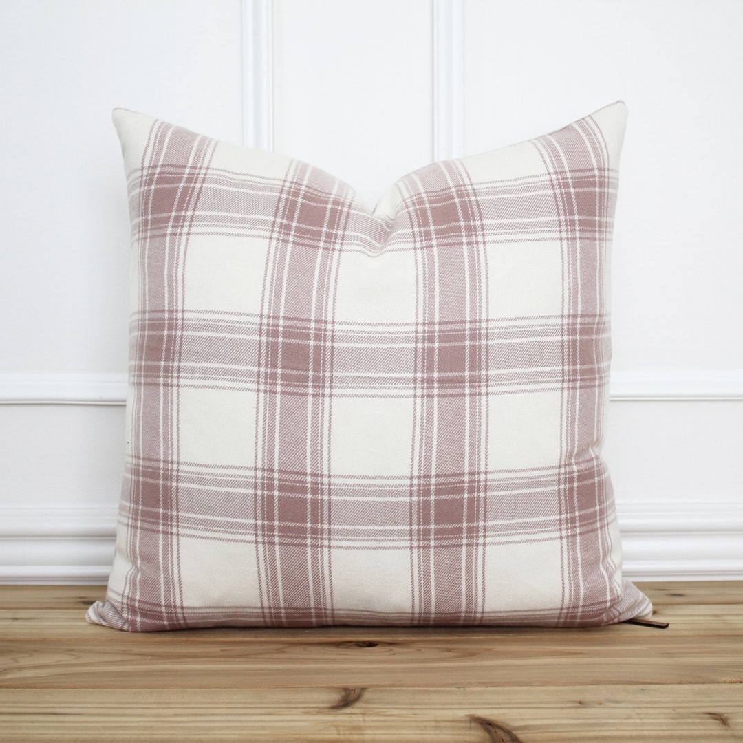 Pink Plaid Pillow Cover Plaid Throw Pillow Decorative Pillow Farmhouse