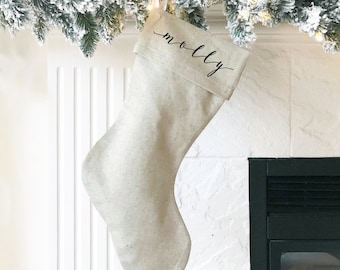 Personalized Christmas Stocking | Custom Name Stocking | Linen Stockings | Monogram Stockings | Family Stockings | Farmhouse Stockings