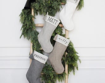 Personalized Christmas Stocking, Custom Name, Family Monogram, Holiday Mantle Decor