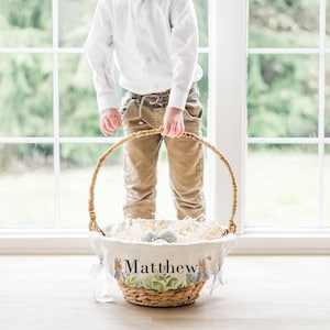 Fodera per cestino pasquale personalizzata Peter Rabbit • Fodera per cestino pasquale personalizzata • Monogramma • Fodera per cestino pasquale per bambino o bambina / Peter Rabbit immagine 2