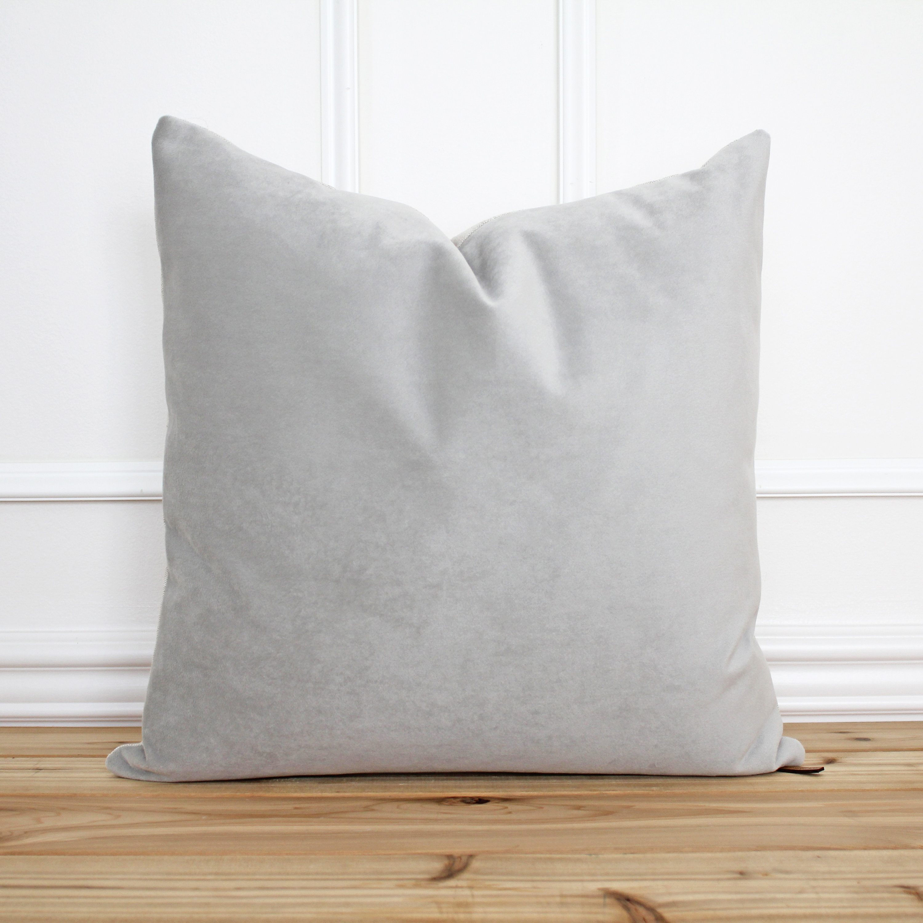 Gray Velvet Pillow Cover Light Gray Throw Pillow Velour 