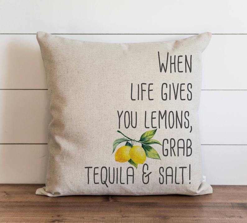 When Life Gives You Lemons Grab Tequila and Salt 20 X 20 Etsy