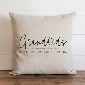 Personalisierte Enkelkinder Kissenbezug | Benutzerdefinierte Weihnachtsgeschenk von Enkelkindern | Personalisierbares Weihnachtsgeschenk für Oma und Opa