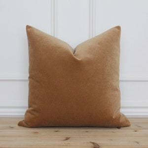 Velvet Cognac Pillow Cover | Velvet Soft Pillow Cover | Traditional Decorative Pillows | Modern Pillow Cover | 20 x 20 | 16 x 26 || Dempsey