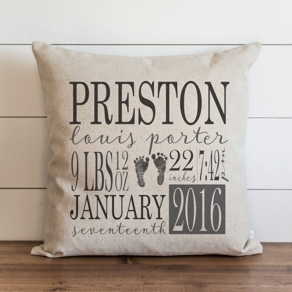 Birth Announcement Pillow Cover / Personalized Baby Gifts / Nursery Decor / New Baby Gift / BABY STAT Pillow / Baby Pillow /Custom Baby Gift