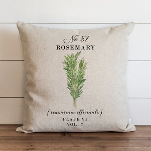 Rosmarin Kissenbezug | 18 x 18 | 20 x 20 | Botanische Kissenhülle | Florale | Kräuter | Frühlingsdekoration | Sommer Kissen | Garten