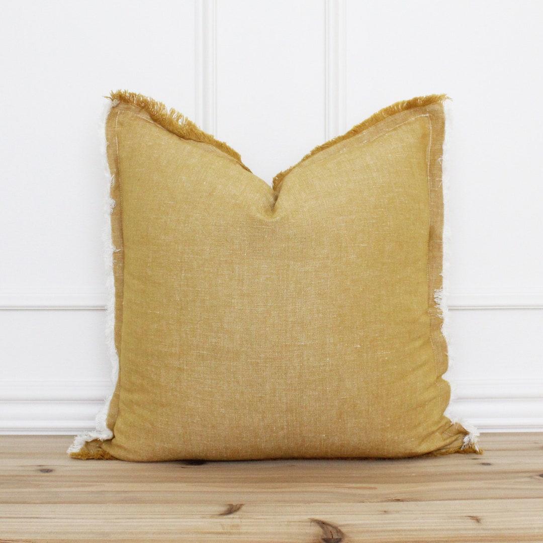 Mustard Yellow Fringe Pillow Cover 20 X 20 Pillow Cover 26 X 26 Neutral