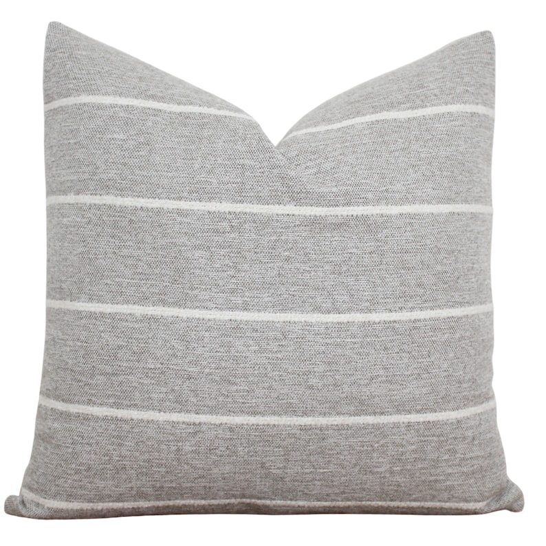 Gray Stripe Pillow Cover Farmhouse Pillow Decorative Etsy