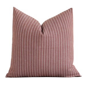 Burgundy Stripe Pillow Cover | Throw Pillow Cover | Designer Accent Pillow | Pin Stripe | 20x20 | Lumbar Pillow Cover | Libby