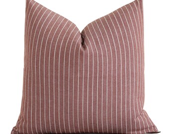 Burgundy Stripe Pillow Cover | Throw Pillow Cover | Designer Accent Pillow | Pin Stripe | 20x20 | Lumbar Pillow Cover | Libby