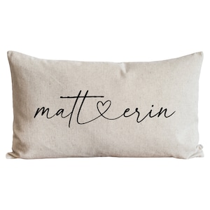 Custom Name Love Pillow Cover 16 x 26 Lumbar Personalized Custom Gift Wedding Gift Housewarming Lumbar Pillow Throw Pillow image 1