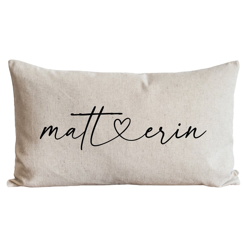 Custom Name Love Pillow Cover 16 x 26 Lumbar Personalized Custom Gift Wedding Gift Housewarming Lumbar Pillow Throw Pillow image 1