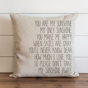 You Are My Sunshine 20 x 20 Pillow Cover // Everyday // Love // Throw Pillow // Gift // Accent // Cushion Cover
