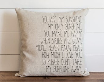 You Are My Sunshine 20 x 20 Funda almohada // Todos los días // Amor // Tirar almohada // Regalo // Acento // Funda de cojín
