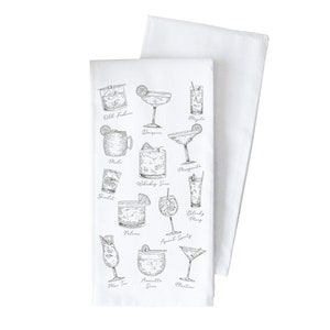 Cocktails Theedoek | Keukenhanddoek | Klassieke cocktail | Gastvrouw Cadeau | Keukeninrichting | Cocktailschets | Barkar decor | Geesten Theedoek