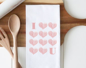 Torchon en forme de coeur en U | Linge à vaisselle | Saint-Valentin | Fête des Mères | Cadeau grands-parents | Amour | Cadeau de mariage | Torchon | Cadeau meilleur ami