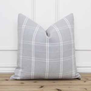 Gray and White Plaid Pillow Cover Grey Plaid Pillow Cover Modern Farmhouse Pillows Decorative Cushion Cover Custom Covers Stella image 1