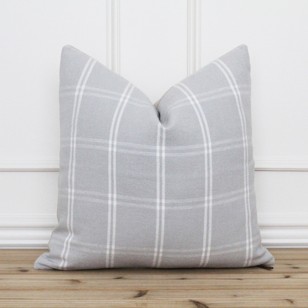 Gray and White Plaid Pillow Cover • Grey Plaid Pillow Cover • Modern Farmhouse Pillows • Decorative Cushion Cover • Custom Covers | Stella