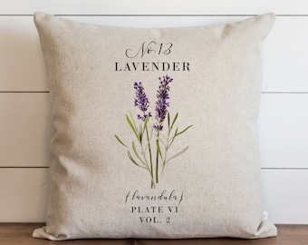 Lavender Pillow Cover | 18 x 18 | 20 x 20 | Botanical Pillow Cover | Floral | Spring Home Decor | Summer Throw Pillow | Garden