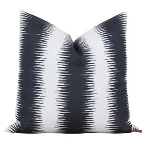Navy Blue and White Stripe Outdoor Pillow | Outdoor Pillow Cover | Abstract Stripe | Navy Blue Outdoor | Outdoor Cushion Cover | Rhett
