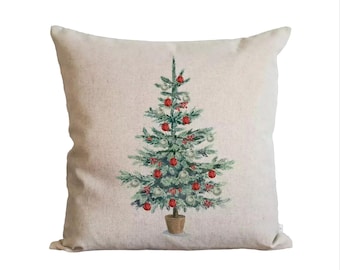 Christmas Tree Pillow Cover | 20x20 or 18x18 | Holiday Xmas Accent Throw Decorative Gift Festive Home Decor