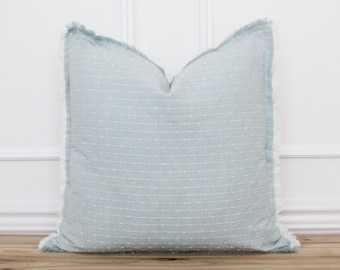 Seafoam Dotted Fringe Pillow Cover • 20 x 20 Pillow Cover • 26 x 26 • Neutral Pillow • Layering Pillow •  Decorative Pillow • Throw Pillow