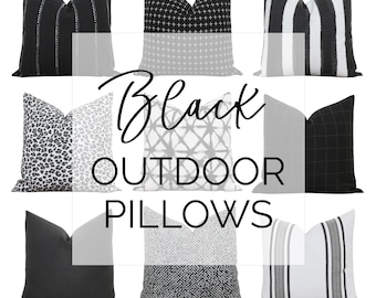 Black Outdoor Pillow Covers • Leopard Outdoor Cushion Cover • Stripe Summer Décor • Patio Pillows • Indoor Outdoor Pillows • Black and White