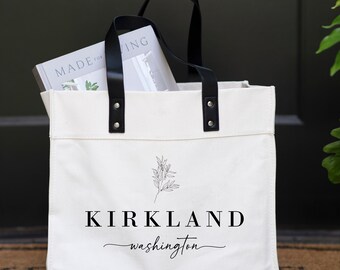 Foliage Location Custom Market Tote | Housewarming Gift | Farmers Market Tote | Custom Bag | Reusable Shopping Bag | Personalized Gift